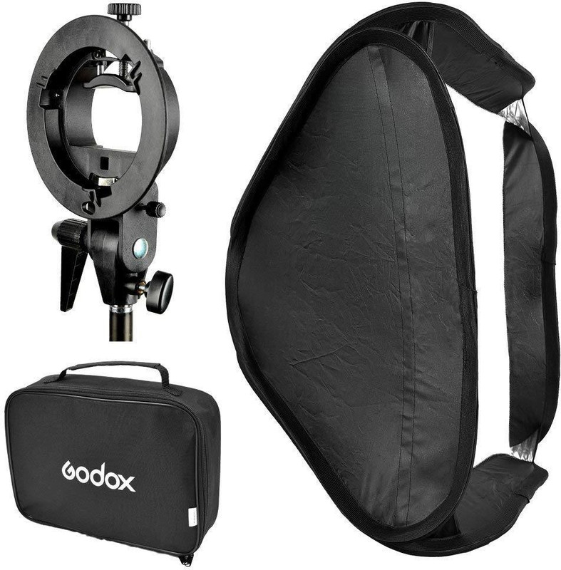 Godox S8080 80 X 80 cm Folding Soft Box + S Type S-EC Flash Speedlite Holder for Elnchrm Berg + Bag - Square Softbox(80 cm x 80 cm)
