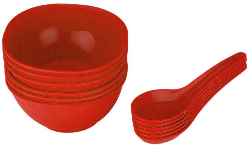 m s megaslim Perfect Kitchenware Tableware 12 pcs Bowl set for Soup/Pudding/Ice cream/Vegetable/macaroni/maggie Serving Set Bowls and Spoon Plastic Soup Bowl(Multicolor, Pack of 12)