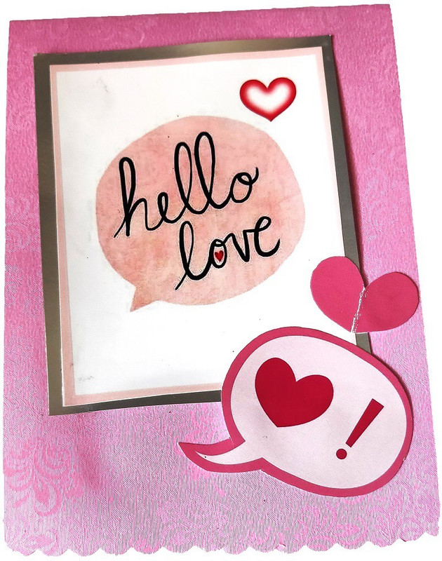 macro Pink hello love pop up greeting card Greeting Card(Pink, Pack of 1)