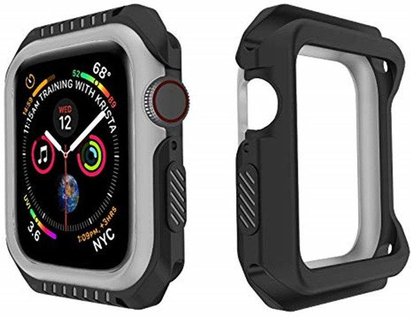 yaojin Bumper Case for Apple iWatch Series 4 (44 MM)(Black-Grey)