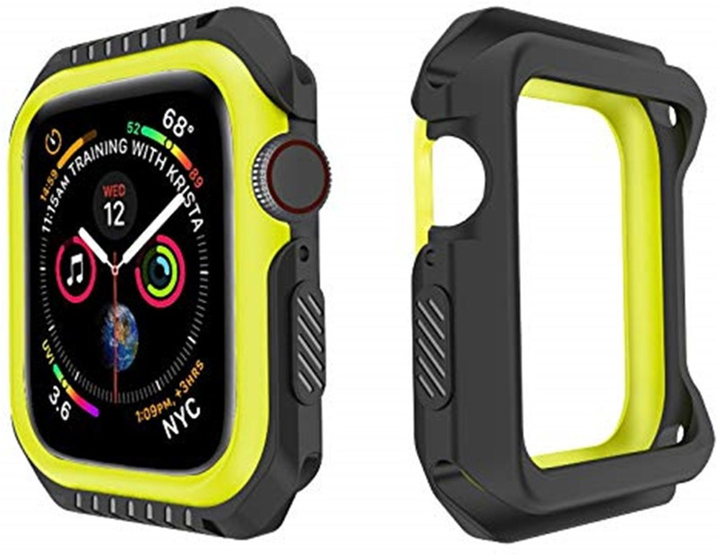 yaojin Bumper Case for Apple iWatch Series 4 (44 MM)(Black-Yellow)