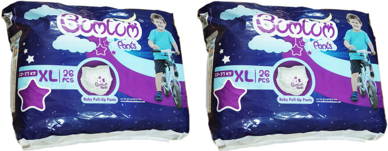 bumtum BABAY PULL-UP DIAPER PANTS (26X2 = 52 PCS) XL SIZE FOR BABAY WEIGHT 12-17 - XL(52 Pieces)
