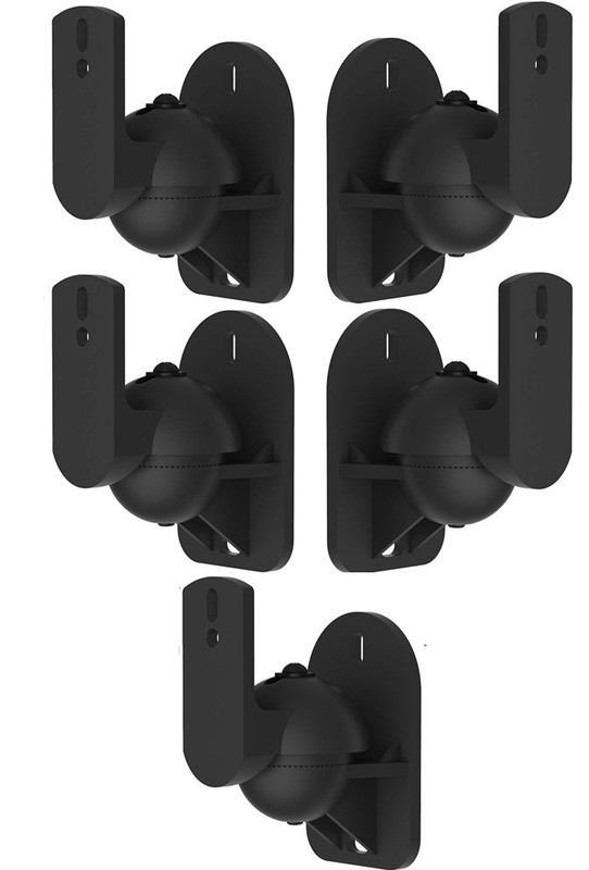 MX 5 Pcs of Universal Satellite Speaker Wall Mount Bracket Adjustable Tilt Swivel Stands(Black)