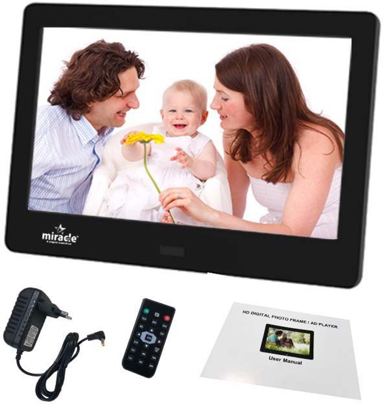 Miracle digital 7-inch Multi-Functional Digital Media Photo Frame with LED BLACKLIGHT, Supports , SD/MMC, USB-Disk Card/AUX/DC ( INCLUDE 4GB MEMORY CARD ) 7 inch LED(4 GB, Black)