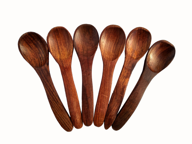 nature crafts Small Tea/Coffee spoon Wood Tea Spoon Set(Pack of 6)