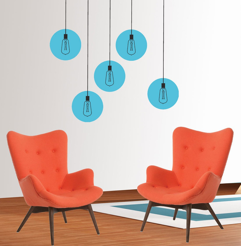 walkart Large WallStickers (75140) hanging lamp with bluish lights above you  Sticker(Pack of 1)