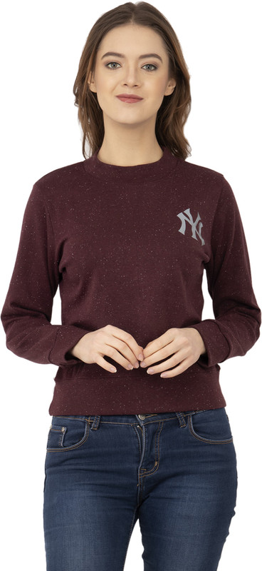sequend Full Sleeve Self Design, Solid Women Sweatshirt