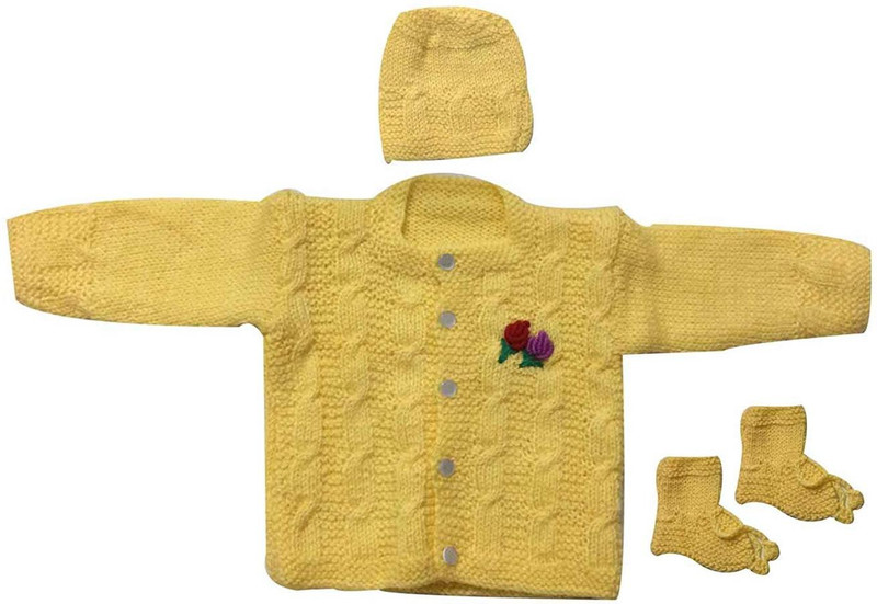 cute collection Baby Boys & Baby Girls Casual Sweater Bootie, Cap(Yellow)