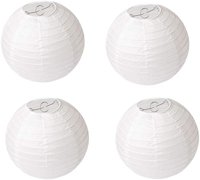 decogram white round lamps White Paper Hanging Lantern(30 cm X 30 cm, Pack of 4)