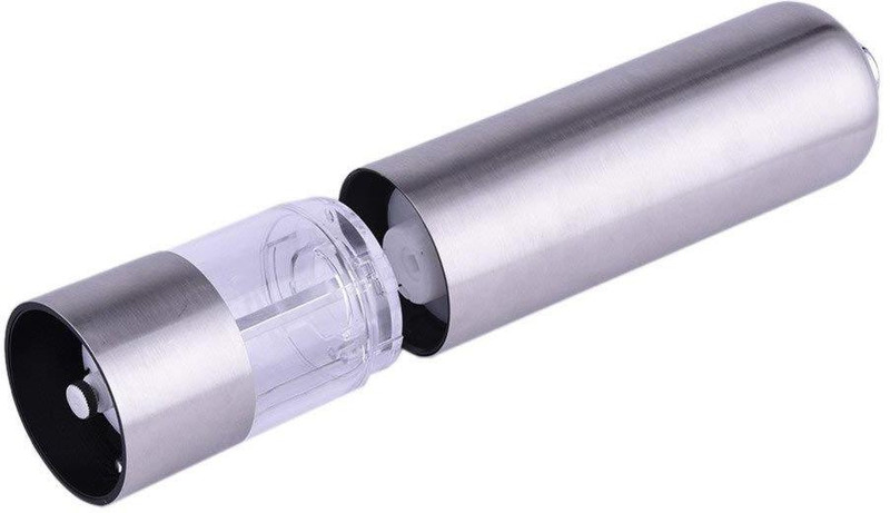 Right Traders Electric Salt Spice Pepper Herb Mills Grinder with LED Light Black Stainless Steel Electric Mill - Pack of 2 Stainless Steel Electric Mill(Silver, Pack of 2)