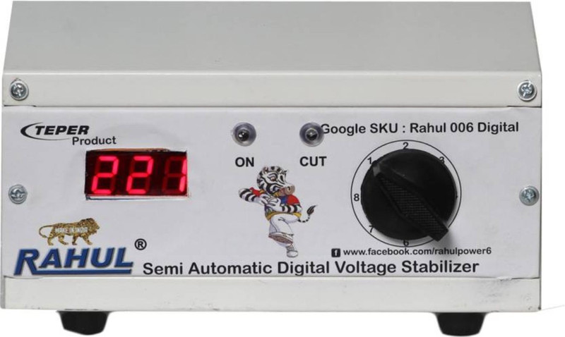 rahul 006a Digital 300 VA 140-280 Volt 1 CRT TV/Music System + DVD/DTH Autocut Voltage Stabilizer Digital Autocut Stabilizer(White)