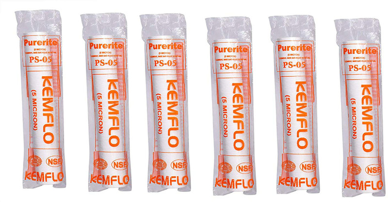 purerite PP Plastic Spun/Pre Filter Compatible with All (Standard 10 inches) Pack of 6 Solid Filter Cartridge(.5, Pack of 6)