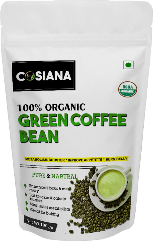 cosiana Organic Green Coffee beans for Weight Loss (Unroasted Coffee Beans) - 100 GM Instant Coffee(100 g)