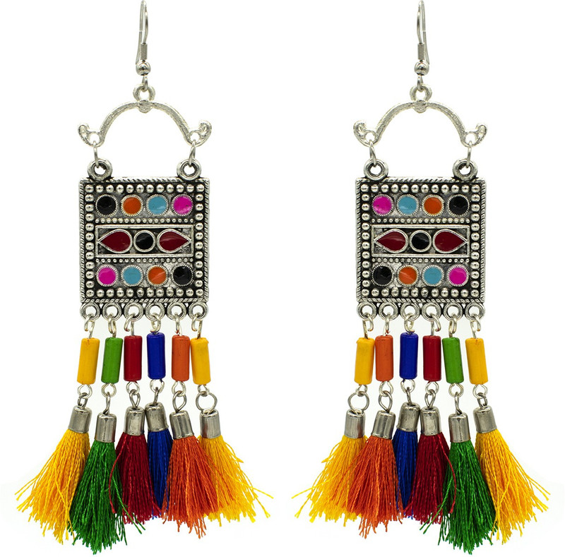 steeplook Steeplook Tassel Collection - Oxidised Silver Earrings With MultiColour Tassels - Elegant & Bold Fancy Wear Earrings for Women and Girl Alloy Tassel Earring