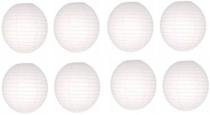 decogram round paper lantern White Paper Hanging Lantern(30 cm X 30 cm, Pack of 8)
