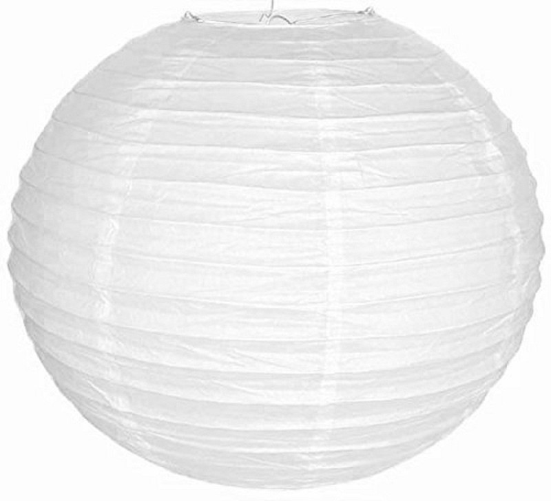 decogram WHITE LANTERN White Paper Hanging Lantern(30 cm X 30 cm, Pack of 7)