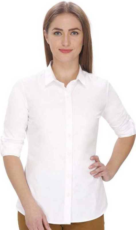 aaj collection Women Solid Formal White Shirt