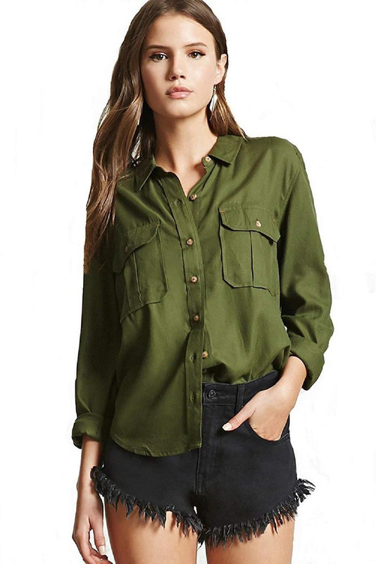 aaj collection Women Solid Casual Green Shirt