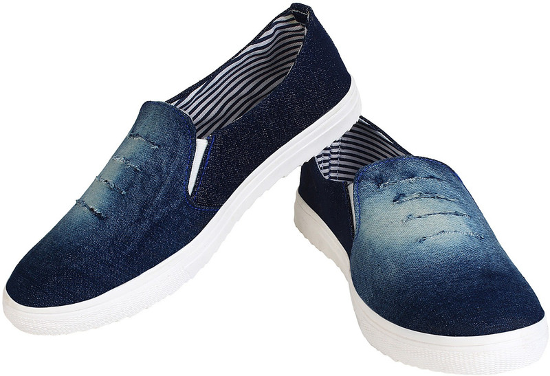 tryfeet Women's Denim Canvas Shoes For Men(Blue)