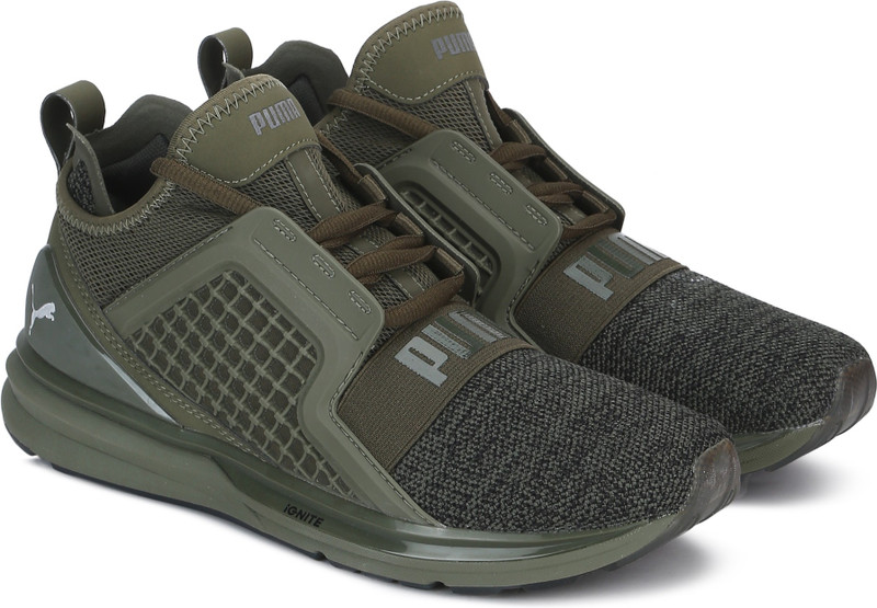 Puma IGNITE Limitless Knit Running Shoes For Men(Olive)