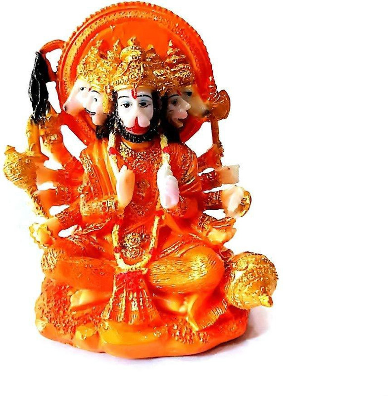 krishnagallery1 PanchMukhi Hanuman Ji Murti 5 inch (special Marble Look Statue) Decorative Showpiece  -  14 cm(Marble, Clear)