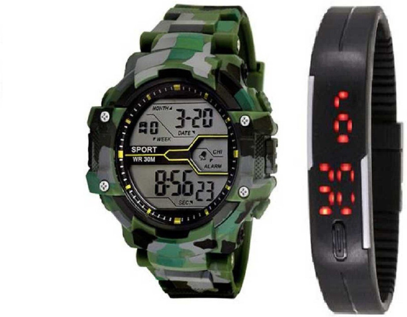 sinartrading GREEN MILITARY DIGITAL+BLACK LED3005 Watch - For Boys sports Digital Watch  - For Men