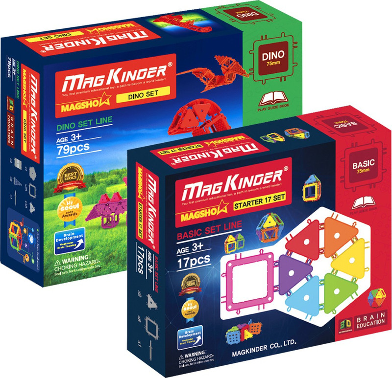 magkinder Combo of 17 pc and 79 pc Block set(Multicolor)