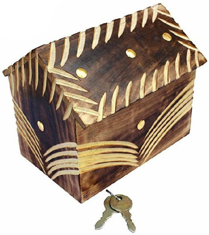 khan handicrsfts wooden Wooden Money Bank - Coin Saving Box - Piggy Bank - Gifts for Kids, Girls, Boys & Adults Coin Bank Coin Bank(Brown)