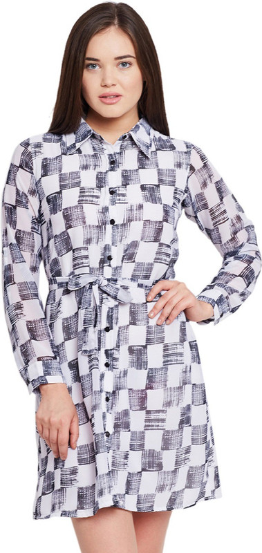 VirgoStreet Women Shirt White, Grey Dress