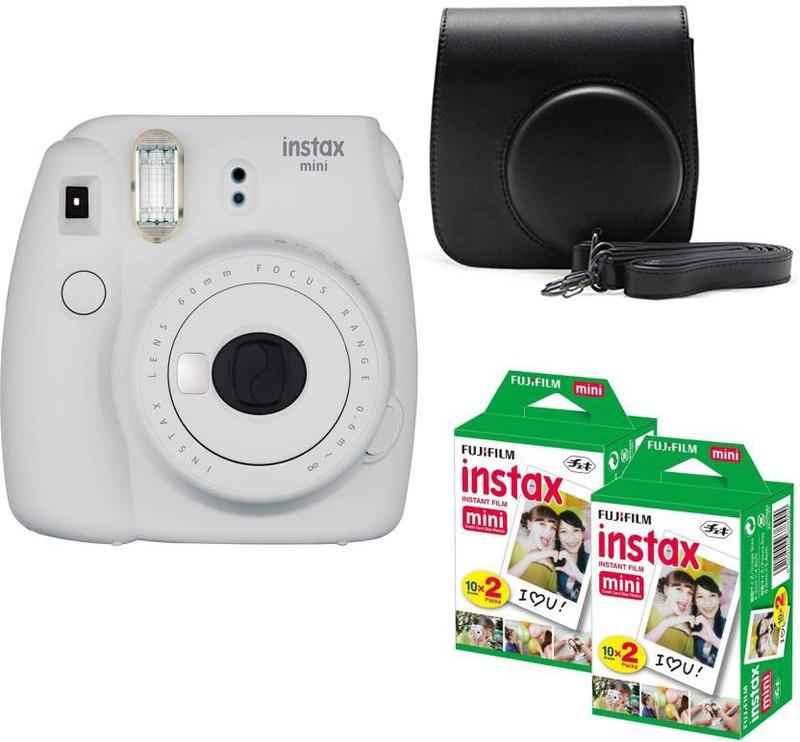 Fujifilm Mini 9 Smokey White With Black Case 40 Shots Instant Camera(White)