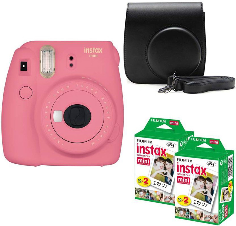 Fujifilm Mini 9 Flamingo Pink With Black Case 40 Shots Instant Camera(Pink)