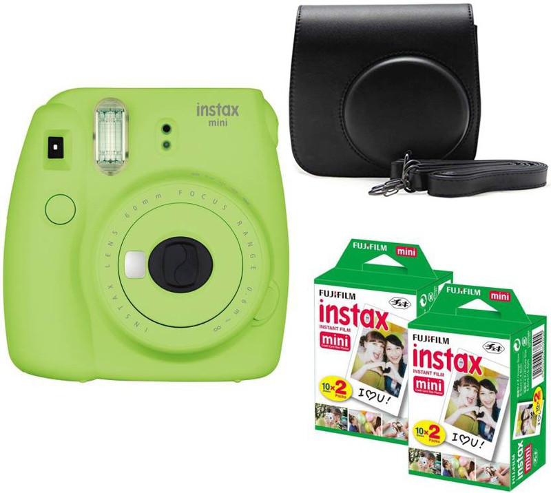 Fujifilm Mini 9 Lime Green with Black Case and 40 Shots Instant Camera(Green)