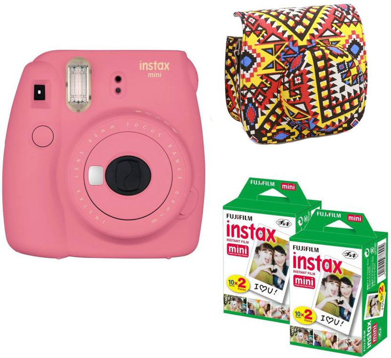Fujifilm Mini 9 Flamingo Pink With Bohemia Case and 40 Shots Instant Camera(Pink)