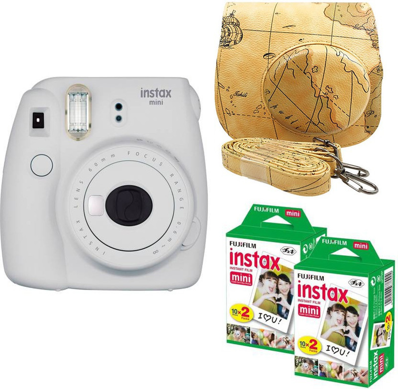 Fujifilm Mini 9 smokey White With Map Case 40 Shots Instant Camera(White)