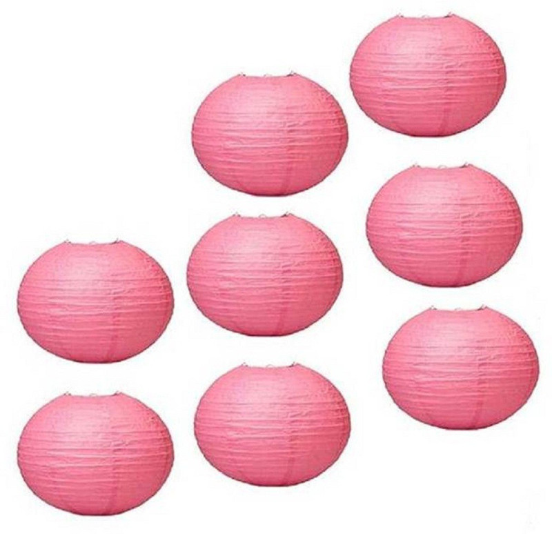 decogram lantern Pink Paper Hanging Lantern(30 cm X 30 cm, Pack of 8)