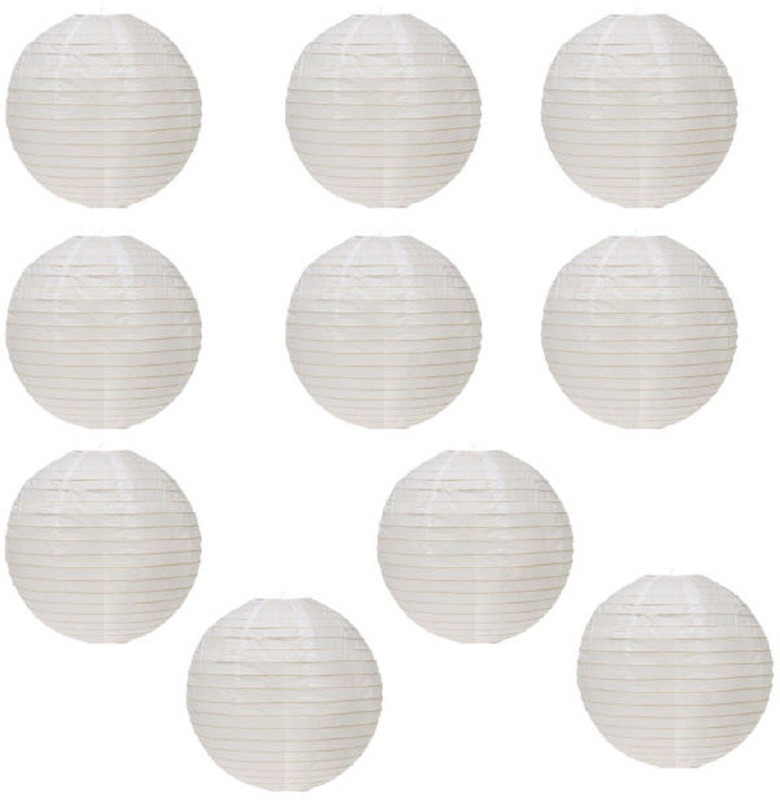 decogram round lantern White Paper Hanging Lantern(30 cm X 30 cm, Pack of 10)