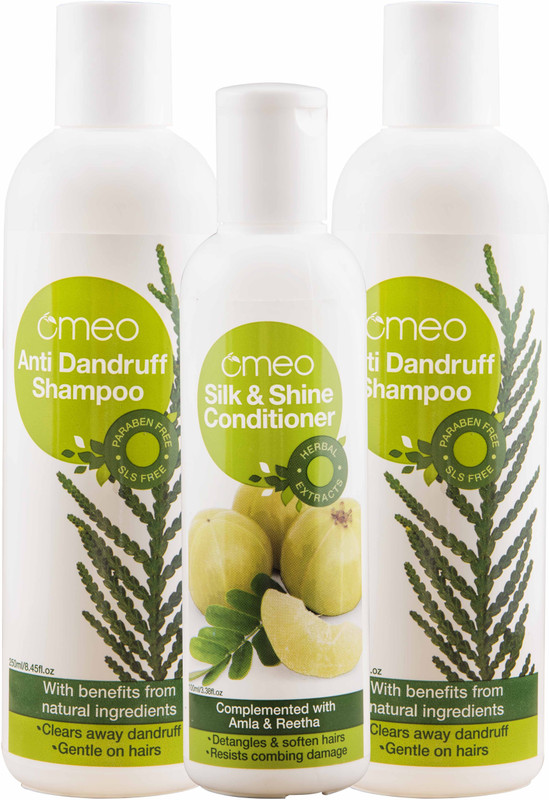 omeo Anti Dandruff Shampoo (200 ml x 2) + Silk and Shine conditioner (100 ml)(600 ml)