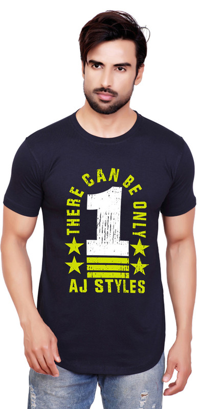 vikclique Printed Men Round Neck Blue T-Shirt