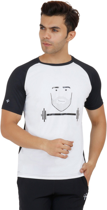 klothoflex Printed Men Round Neck White T-Shirt