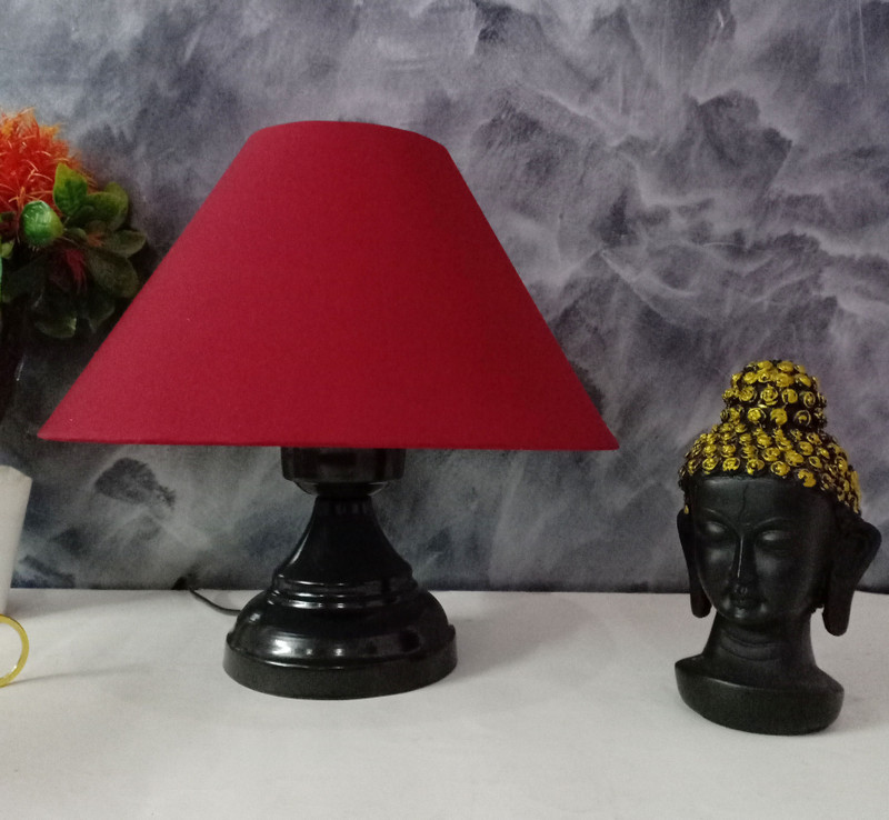M2look Red Shade And Black Base Table Lamp For Bedroom Drawing Room Size 24 Cm X 26 16 14 In Bedroom And Drawing Room Table Lamp, What Size Lamp For 24 Inch Table
