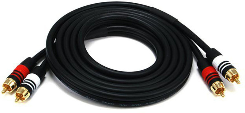Monoprice TV-out Cable 6ft Premium 2 RCA Plug/2 RCA Plug M/M 22AWG Cable - Black(Black, For TV, 1.8 m)