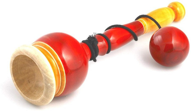 sri balajee Organic Handcrafted Wooden Skill Toy : Cup & Ball - Big ( Red )(Red)