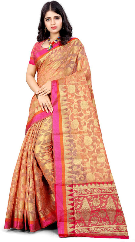 manikarnika Self Design Kota Doria Cotton Blend Saree(Beige)