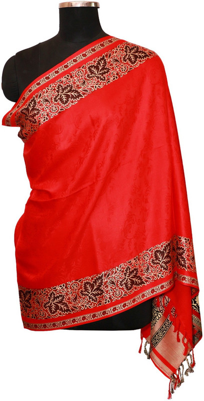 weavecrafts Cotton Viscose Blend Woven Women Shawl(Red)