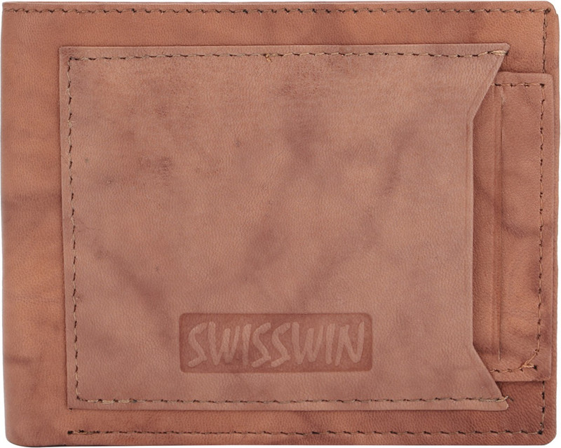 swisswin Men Casual Brown Genuine Leather Wallet(4 Card Slots)
