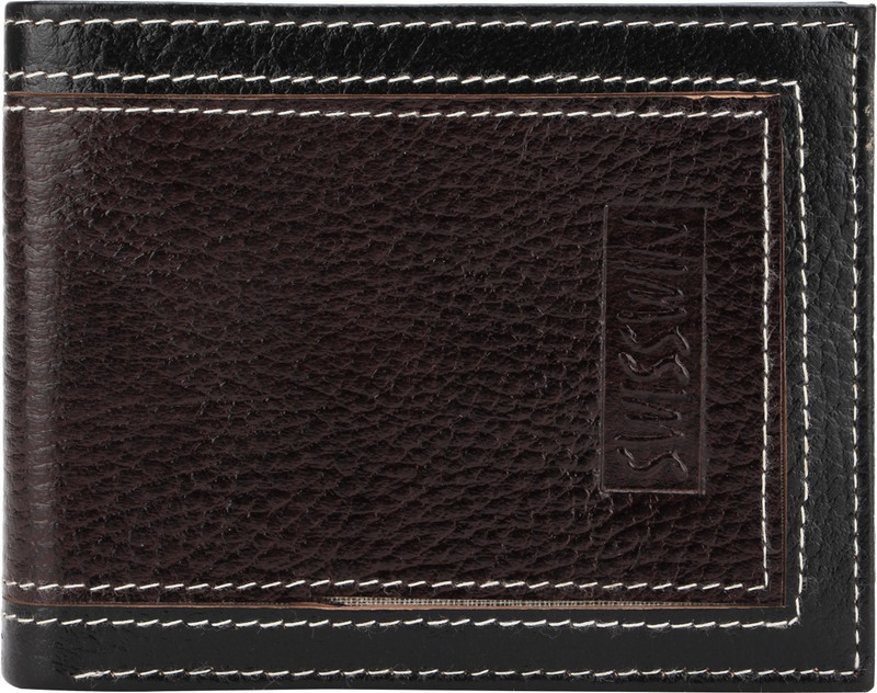swisswin Men Casual Brown Genuine Leather Wallet(7 Card Slots)