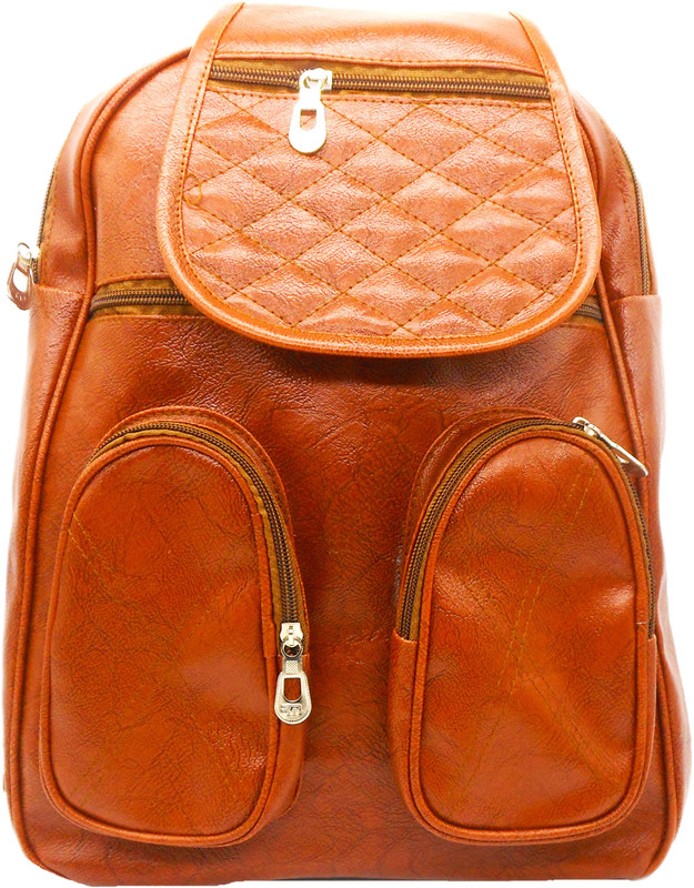 yuvesh creations PU Leather Backpack School Bag Student Backpack Women Travel bag Tuition Bag Backpack (Tan) 2 L Backpack(Tan)