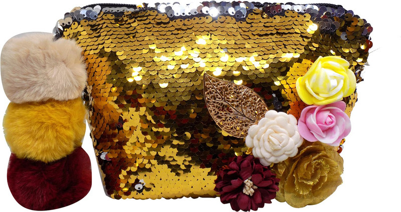 Prime Hand Clutch for Women, Sequin Bag for Girls Use, Perfect Gift Item, Pack of 1 Multipurpose Bag(Gold, 8 L)