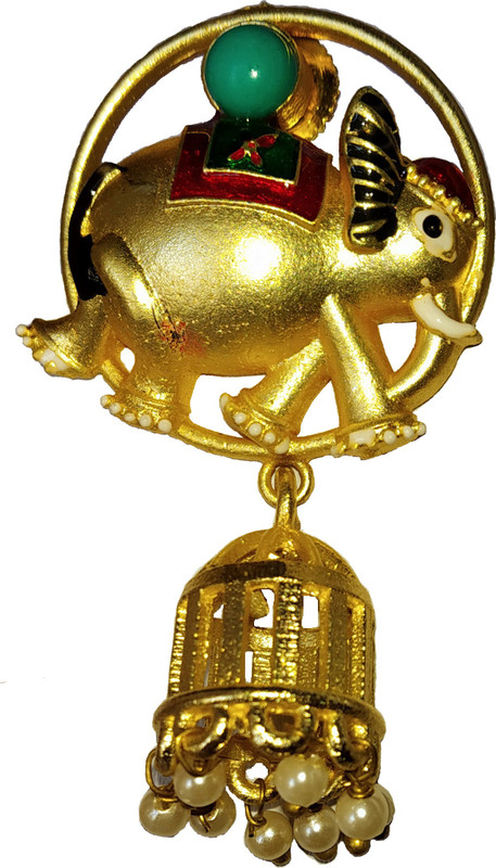 eris inc Elephant Bahubali havy wait lovers Gold Plated Turquoise Alloy earrings Crystal Copper Jhumki Earring