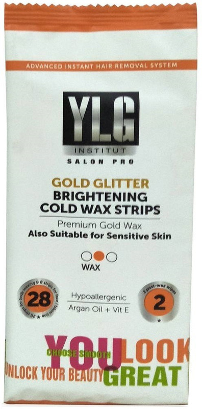 ylg Salon Pro Gold Glitter Brightening Cold Wax Strips (28+2) Strips(50 g, Set of 30)